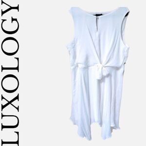 LUXOLOGY Plus Size White Sleeveless Midi Dress